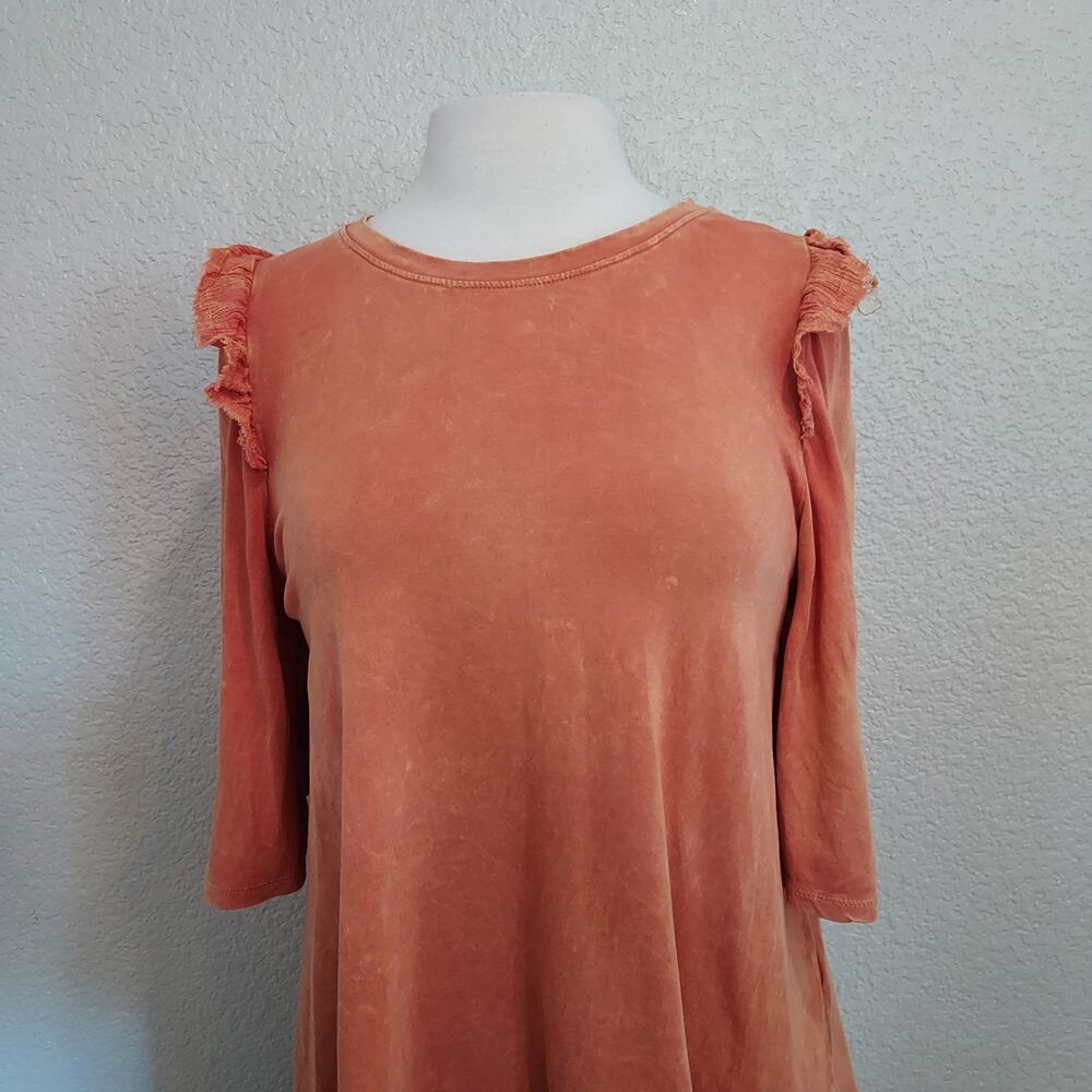 Anthro's Eri + Ali Coral Orange Flutter Short Sleeve Blouse Size S - Picture 2 of 15